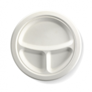 9" 3-Compartment Sugarcane Plate